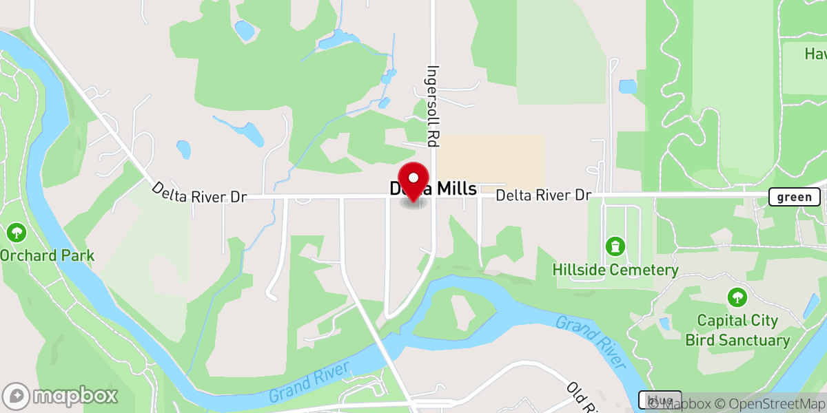 Map showing location of Delta Mills United Methodist