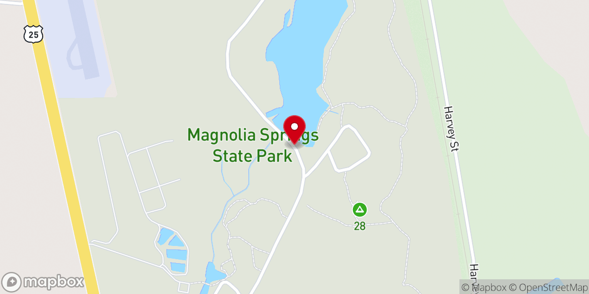 Map showing location of Magnolia Springs State Park