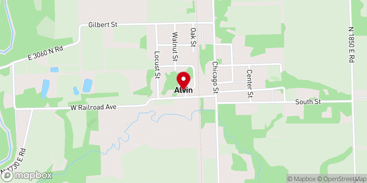Map showing location of Village of Alvin