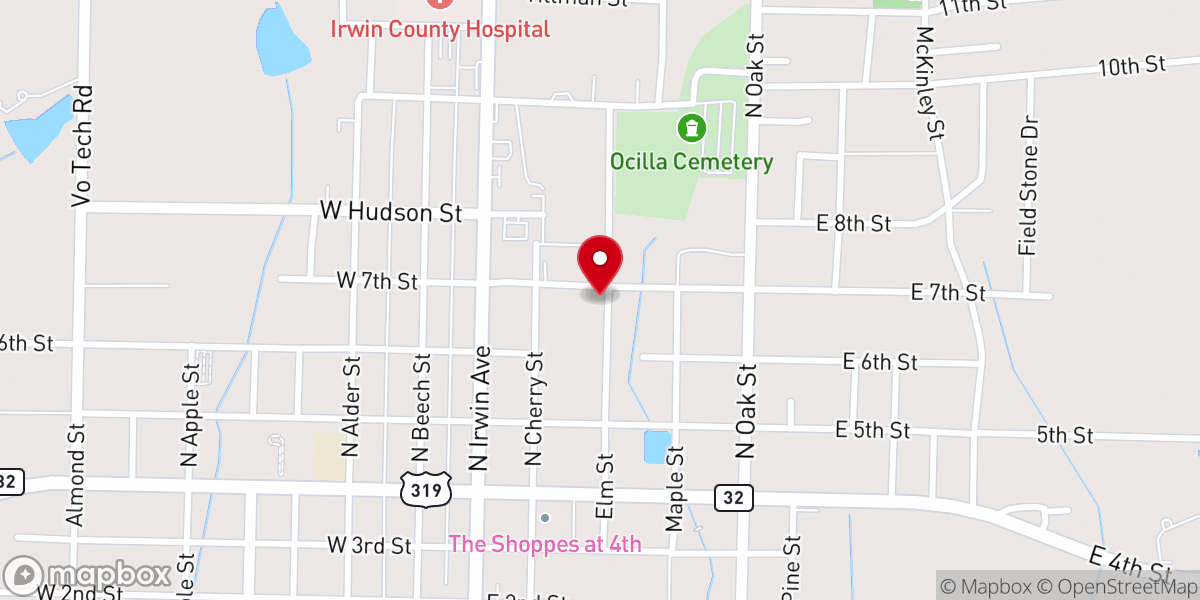 Map showing location of Pleasant Grove Baptist Church