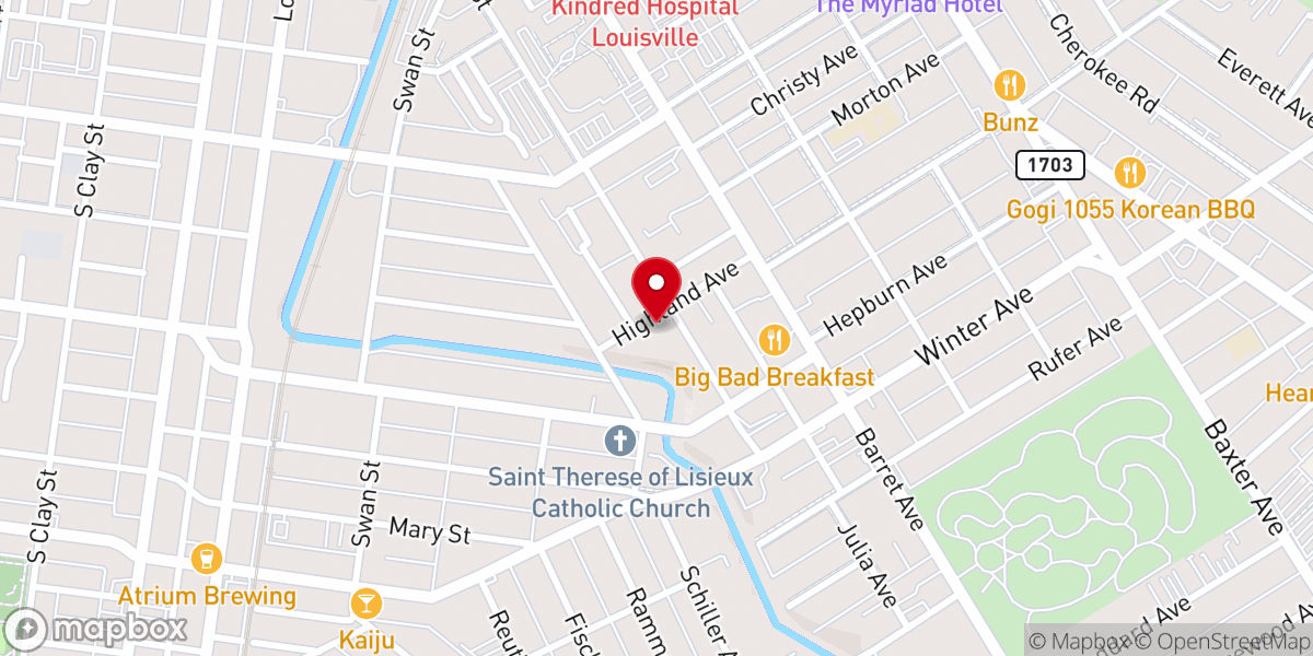 Map showing location of Vine Street Baptist Church