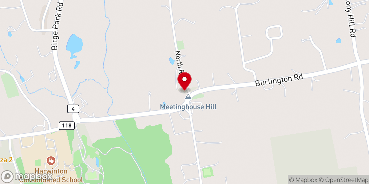 Map showing location of Harwinton Congregational Church