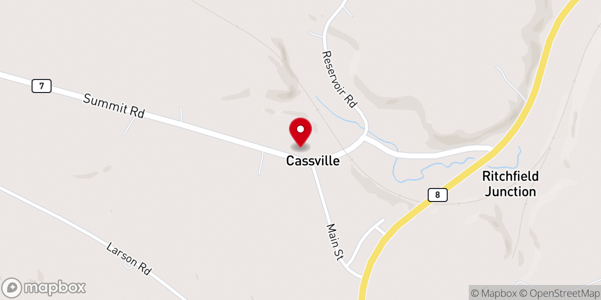 Map showing location of Cassville Baptist Church