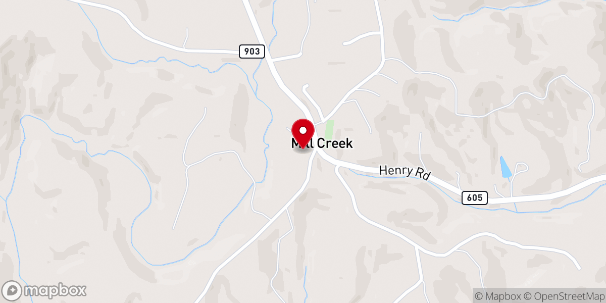 Map showing location of Mill Creek Missionary Baptist Church