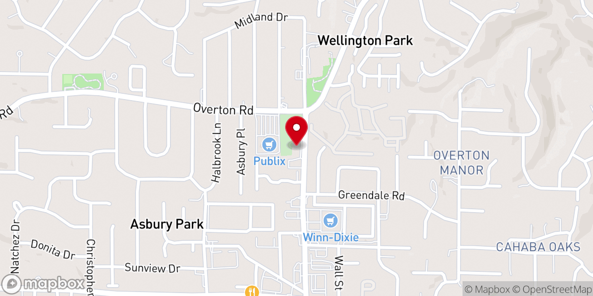 Map showing location of Cahaba Heights Baptist Church