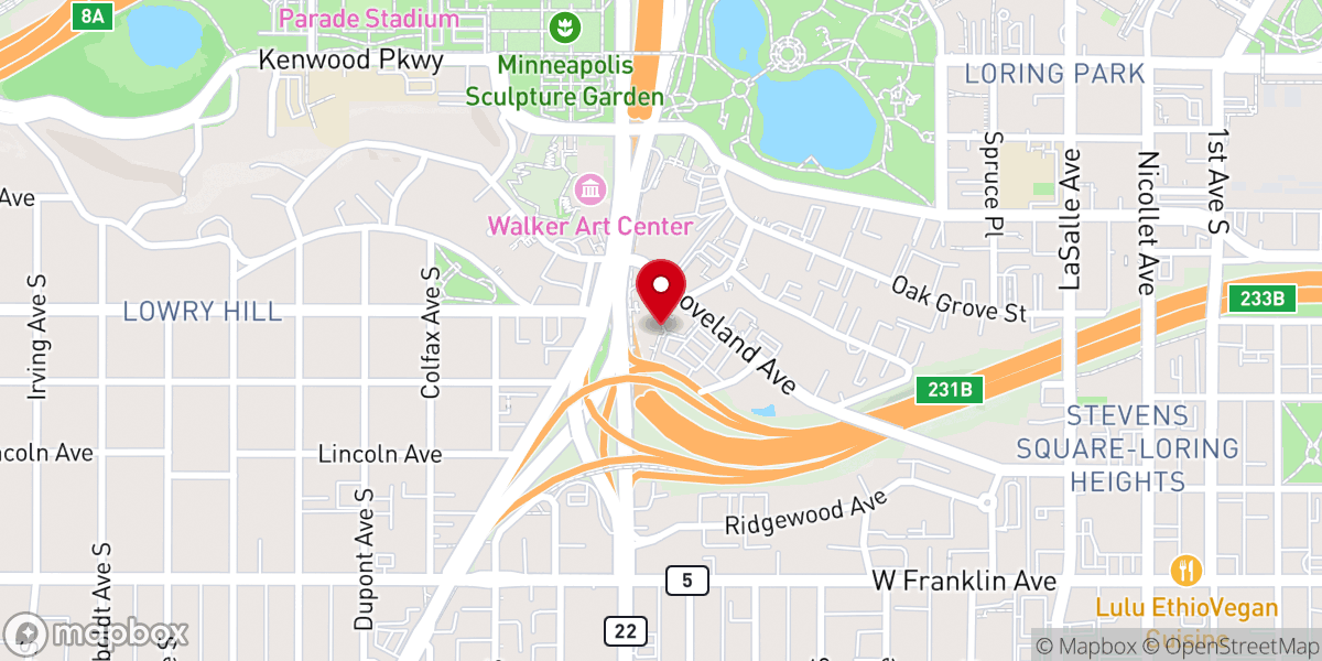 Map showing location of Hennepin Avenue United Methodist Church