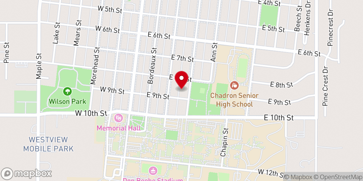Map showing location of Chadron United Methodist Church