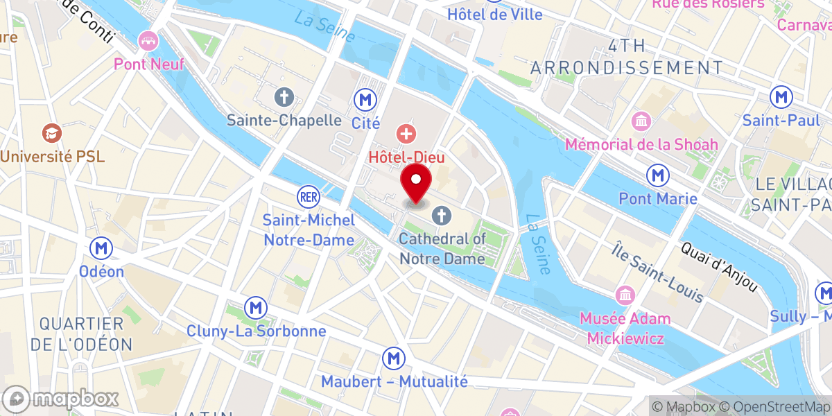 Map showing location of Tours de la cathédrale Notre-Dame de Paris