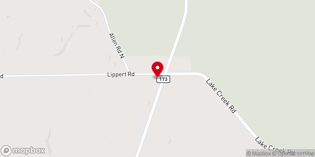 Map showing location of McDaniels Corners Bible Church