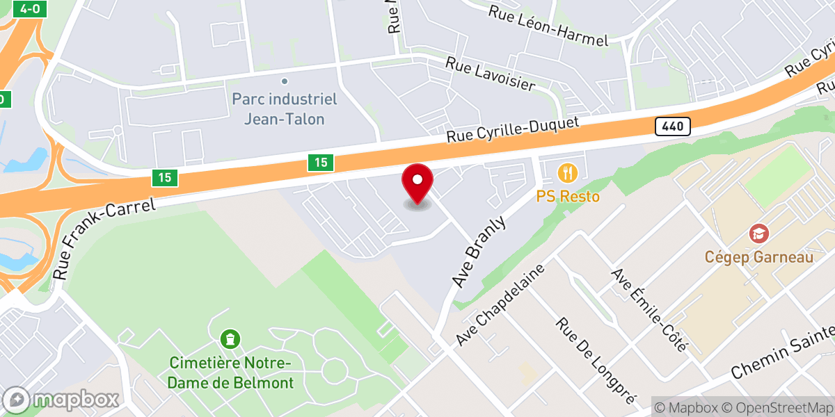 Map showing location of Centre Missionnaire de la ville de Québec