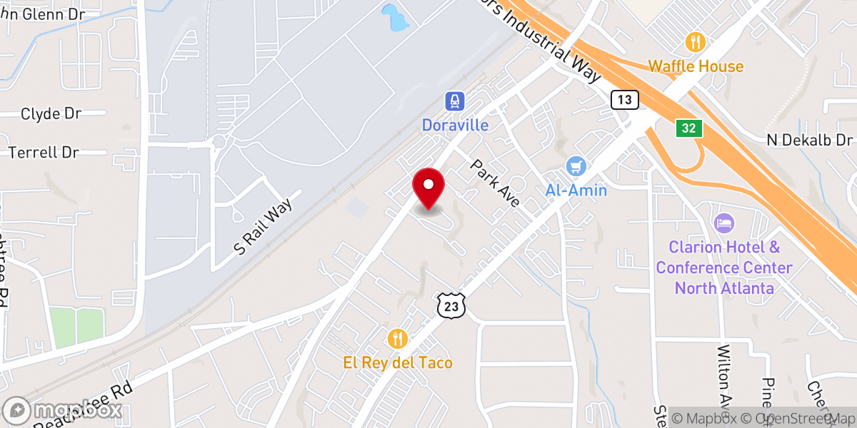 Map showing location of First Baptist Church of Doraville