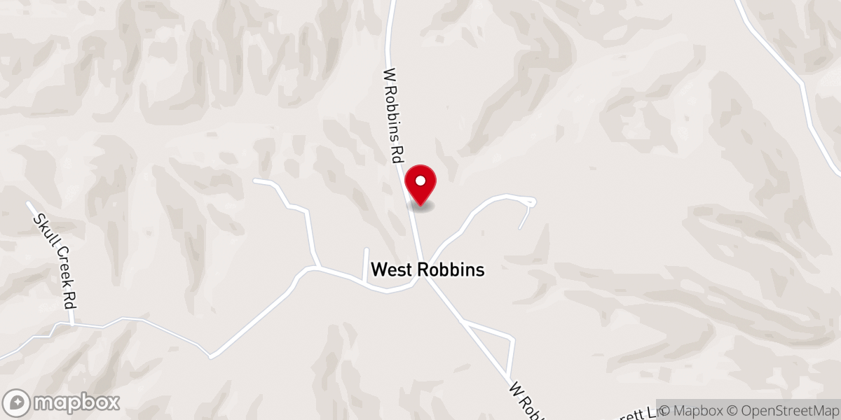 Map showing location of West Robbins Baptist Church