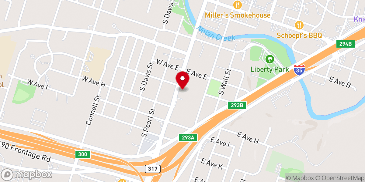 Map showing location of Central Texas Cathedral Worship Center