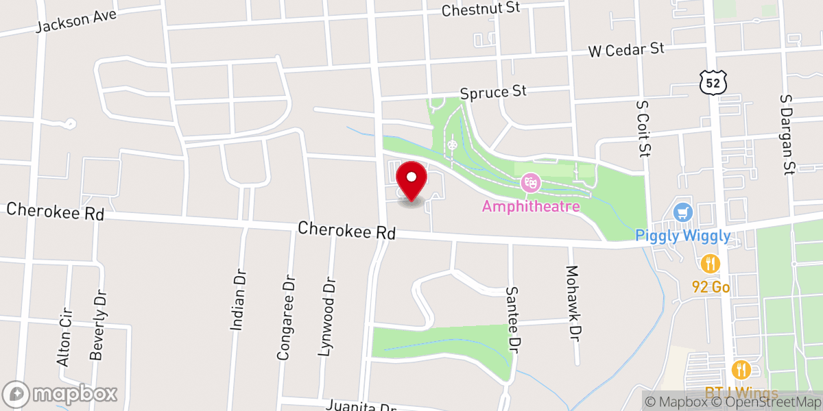 Map showing location of First Presbyterian Church of Darlington