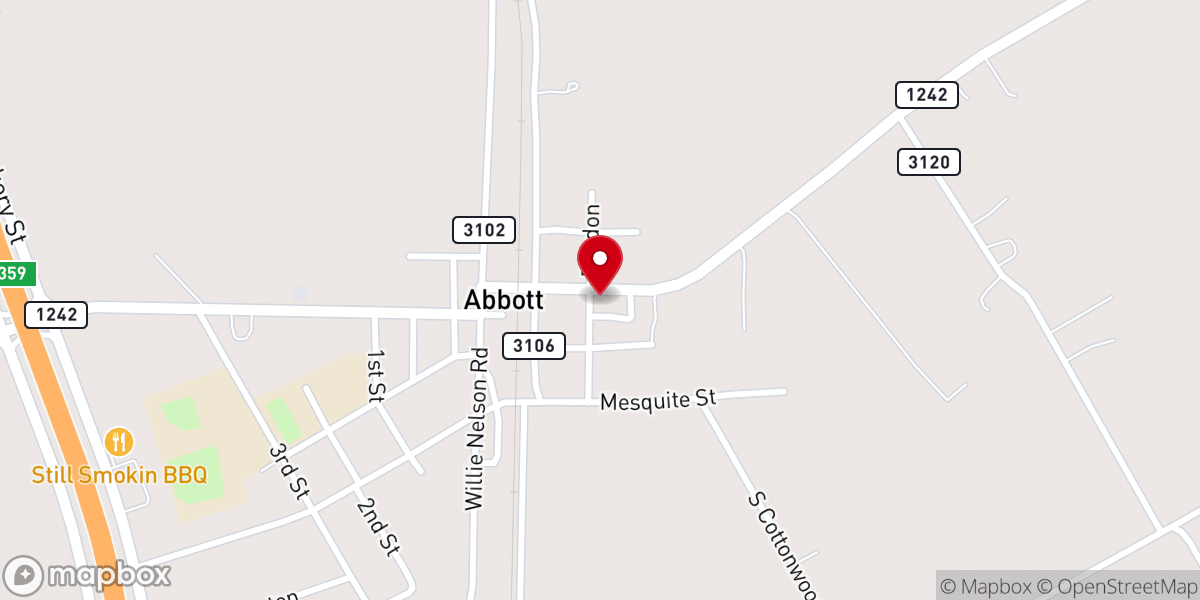 Map showing location of Abbott Baptist Church