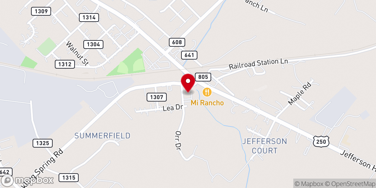 Map showing location of Staunton District Office, United Methodist Church