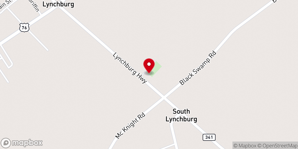Map showing location of Lynchburg Presbyterian Church