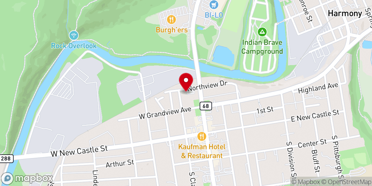 Map showing location of Strobel Hall, St. Paul's Lutheran Church