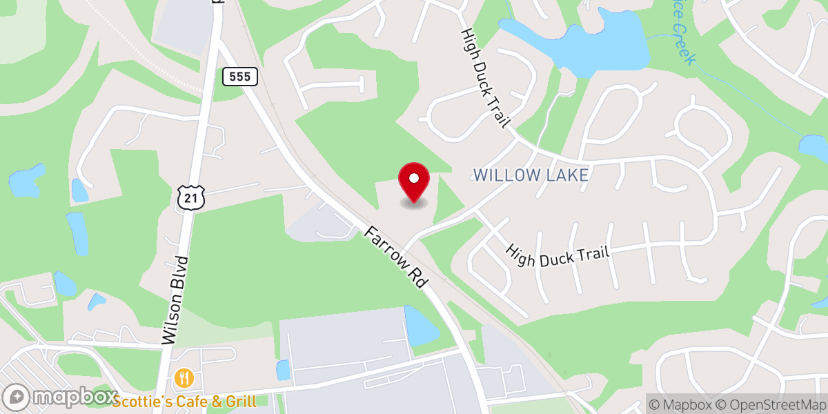 Map showing location of Willow Lake Church