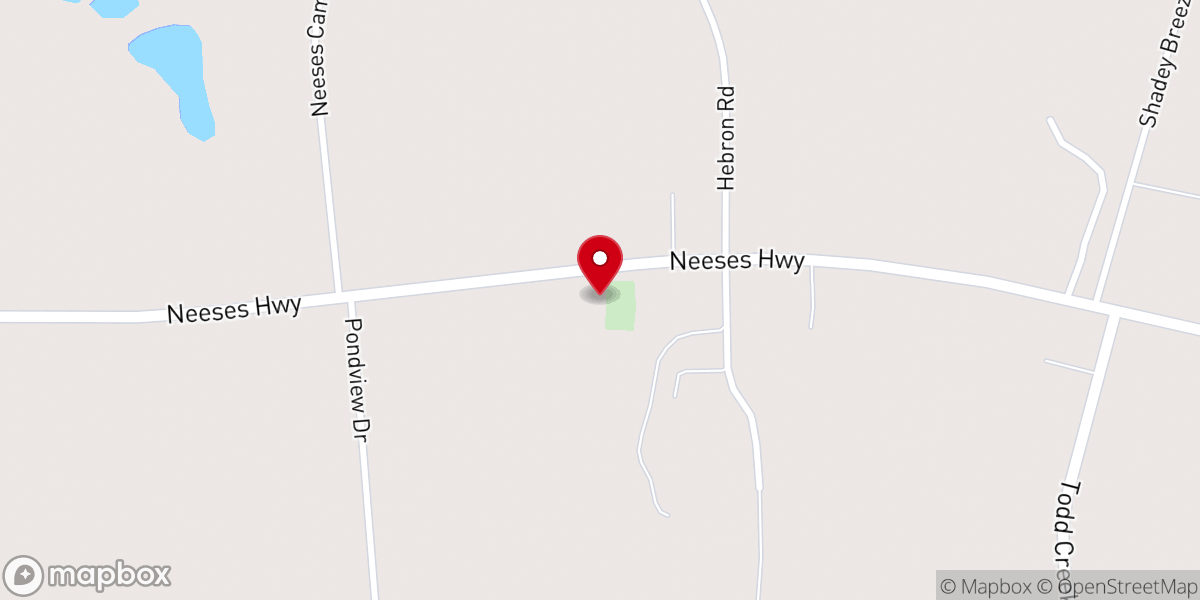 Map showing location of Hickory Hill Baptist Church