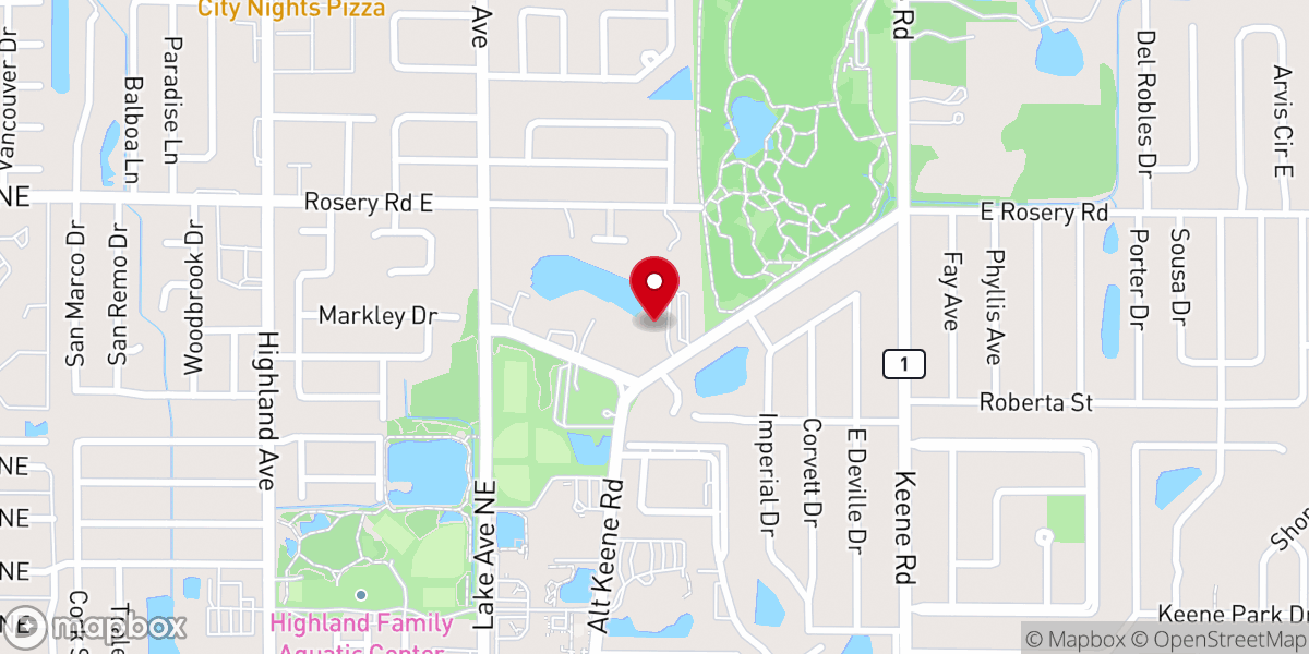 Map showing location of Keene Terrace Baptist Church