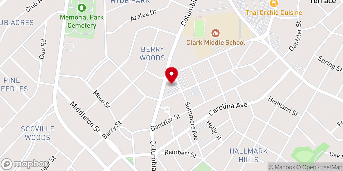 Map showing location of Northside Baptist Church