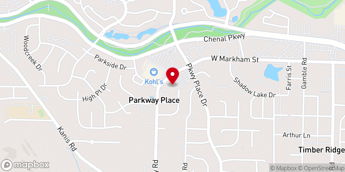 Map showing location of Parkway Place Baptist Church