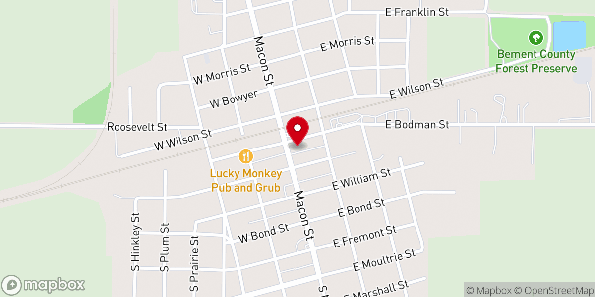 Map showing location of Crossroads Church Bement