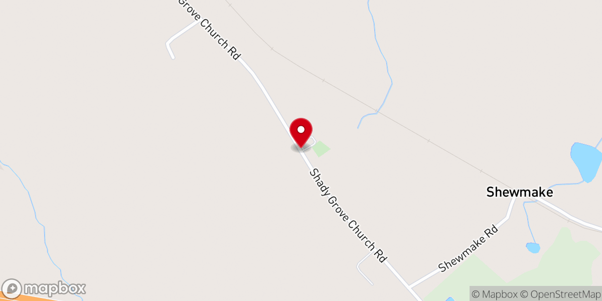 Map showing location of Shady Grove AB Church