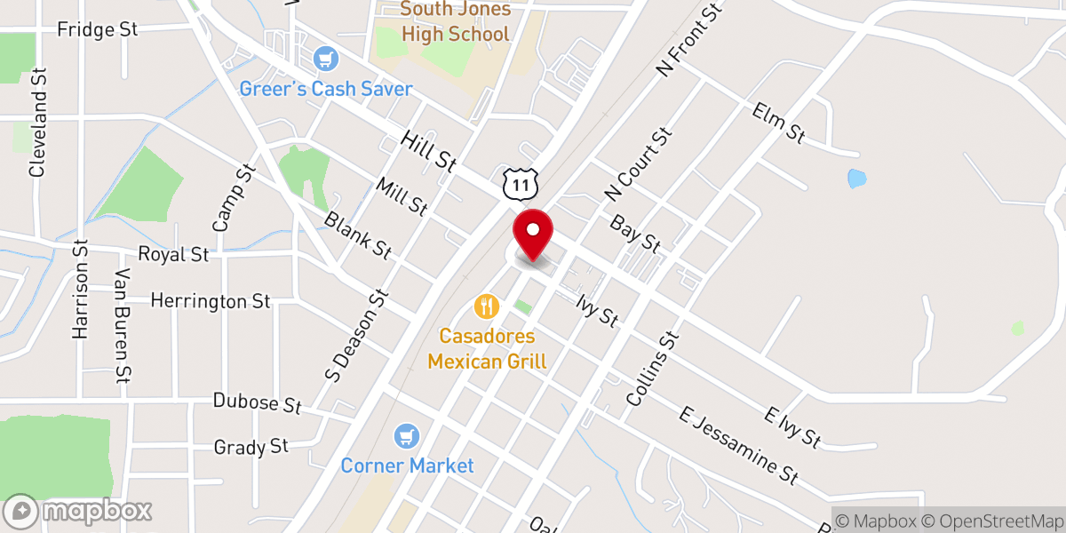 Map showing location of Center point Christian Church
