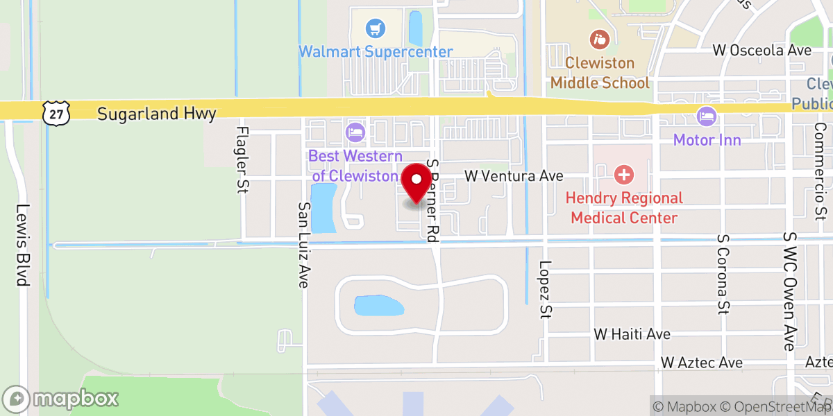 Map showing location of Evangel Assembly of God