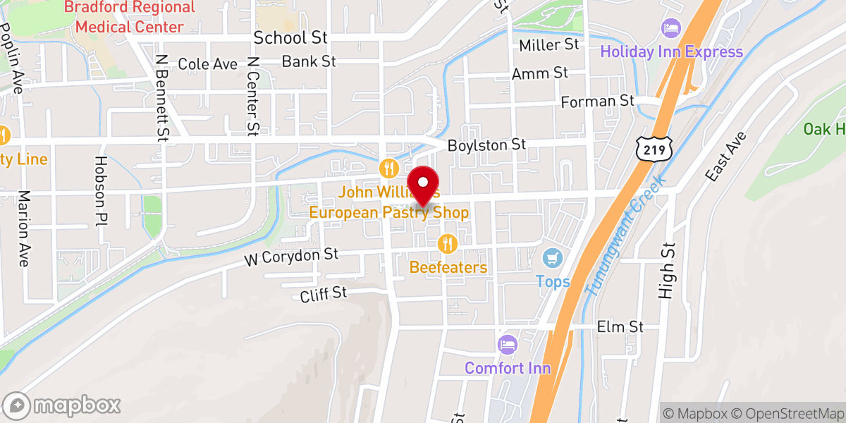Map showing location of Bradford Christian Youth Corps (BCYC)