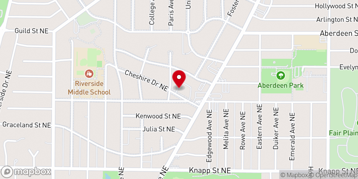 Map showing location of Second Congregational Church in Grand Rapids, Michigan