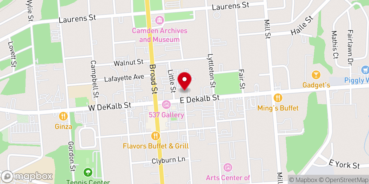 Map showing location of Bethesda Presbyterian Church