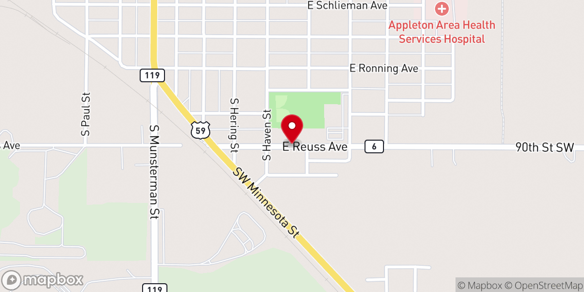 Map showing location of Appleton Baptist Church
