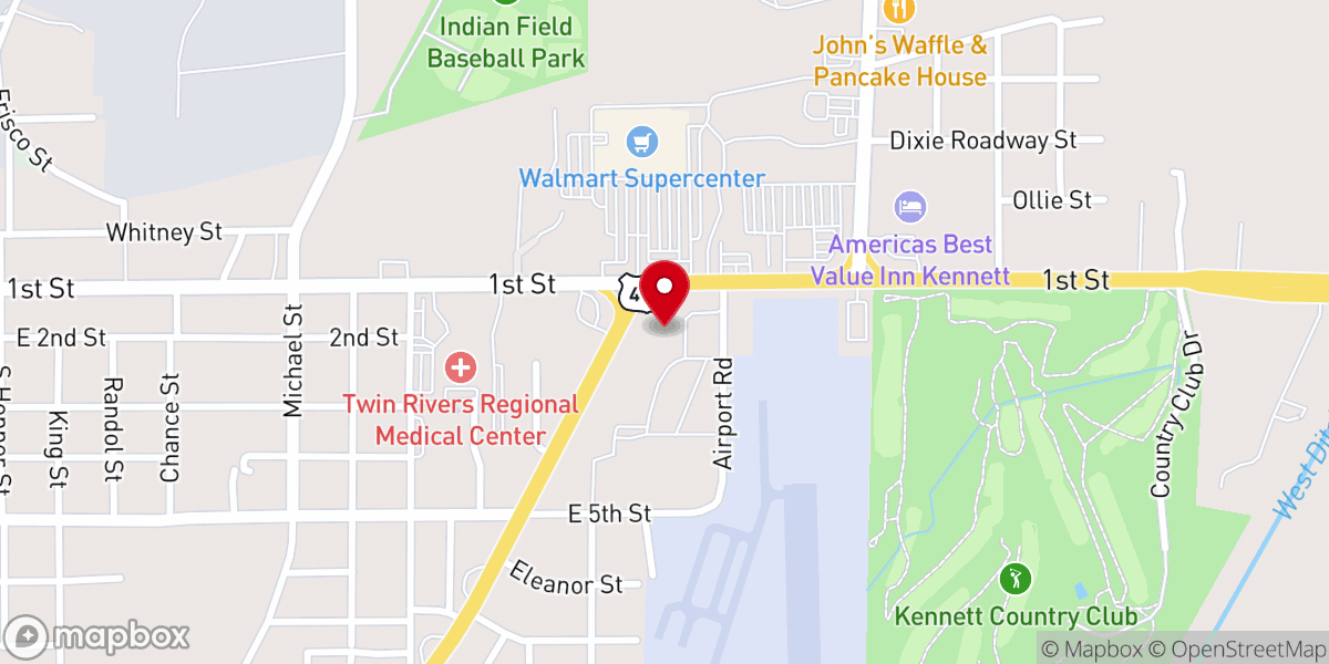 Map showing location of Kennett Chamber of Commerce