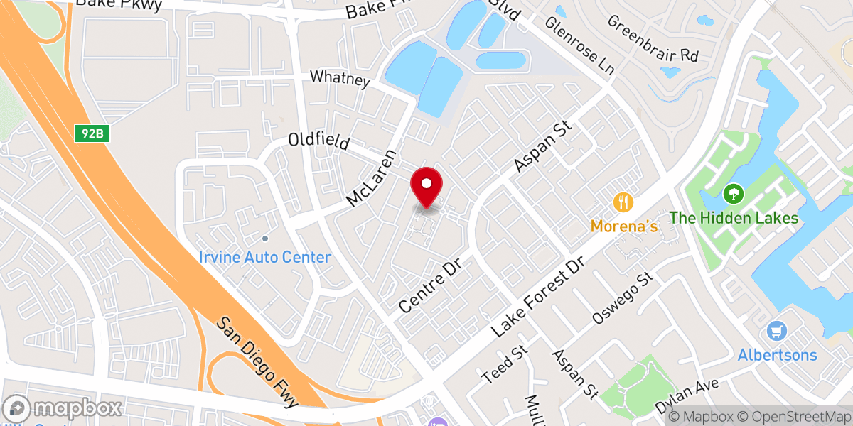 Map showing location of Christ Chapel Orange County