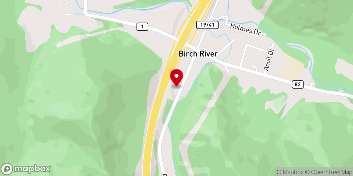 Map showing location of Birch River Baptist Church
