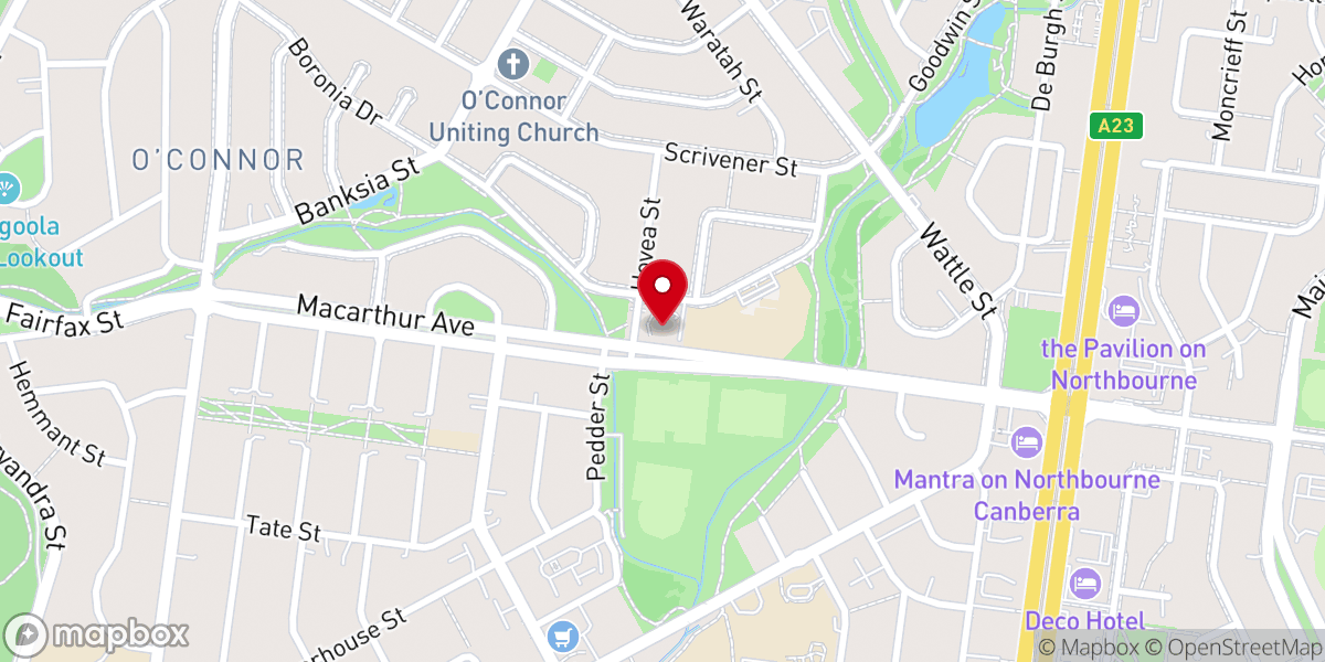 Map showing location of St Joseph's Catholic Church, O'Connor