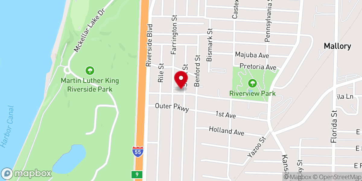 Map showing location of Central Missionary Baptist Church