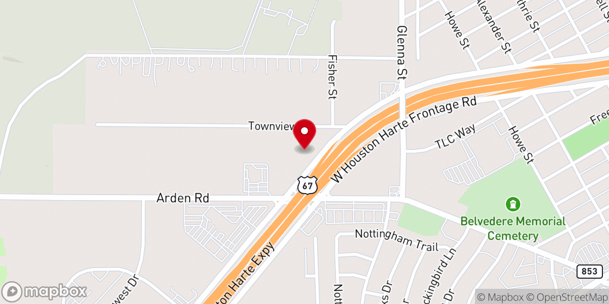 Map showing location of West Side Baptist Church, San Angelo, TX