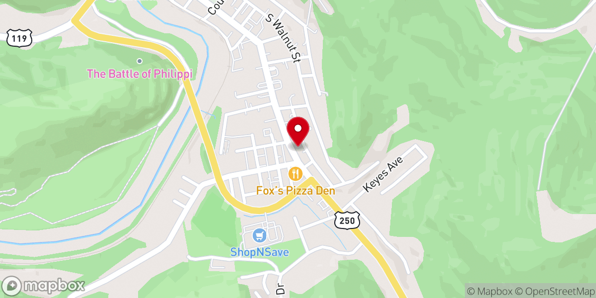 Map showing location of Philippi Mennonite Church