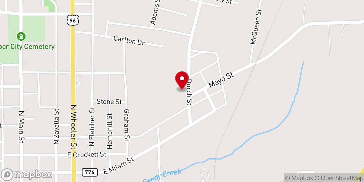 Map showing location of Tanglewood Baptist Church