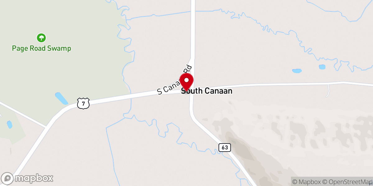Map showing location of South Canaan Congregational Church