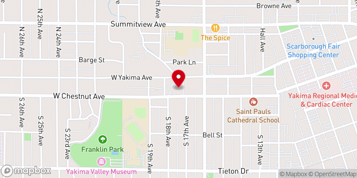 Map showing location of Iglesia Centro de Fe - Yakima