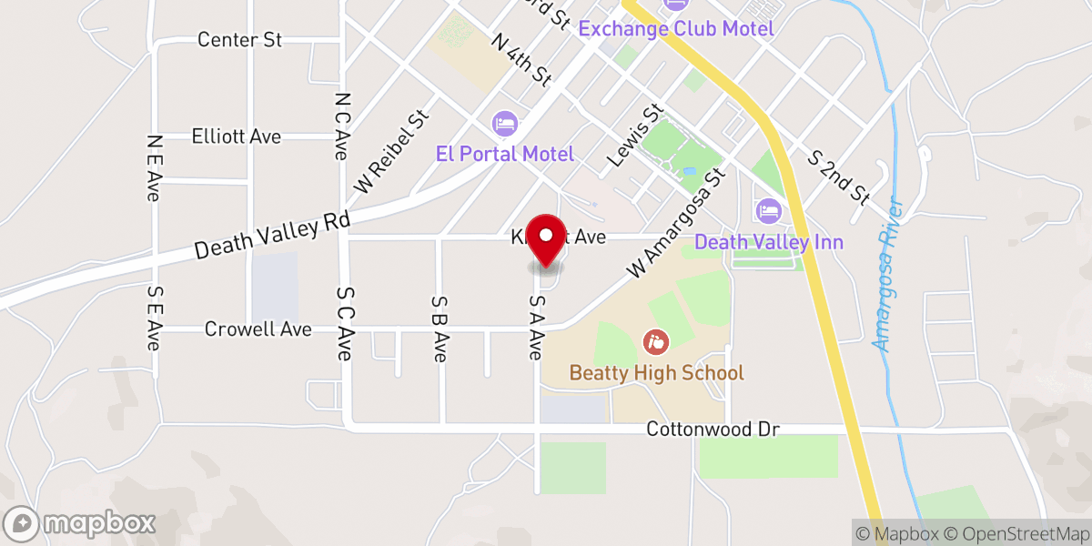 Map showing location of Beatty Senior Center