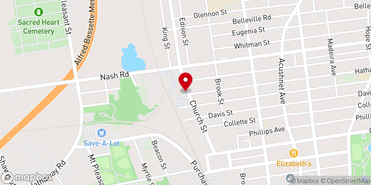 Map showing location of Iglesia Emanuel - New Bedford