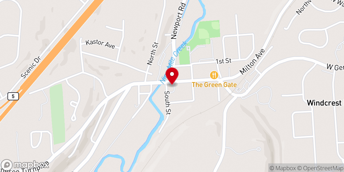 Map showing location of Camillus First Baptist Church