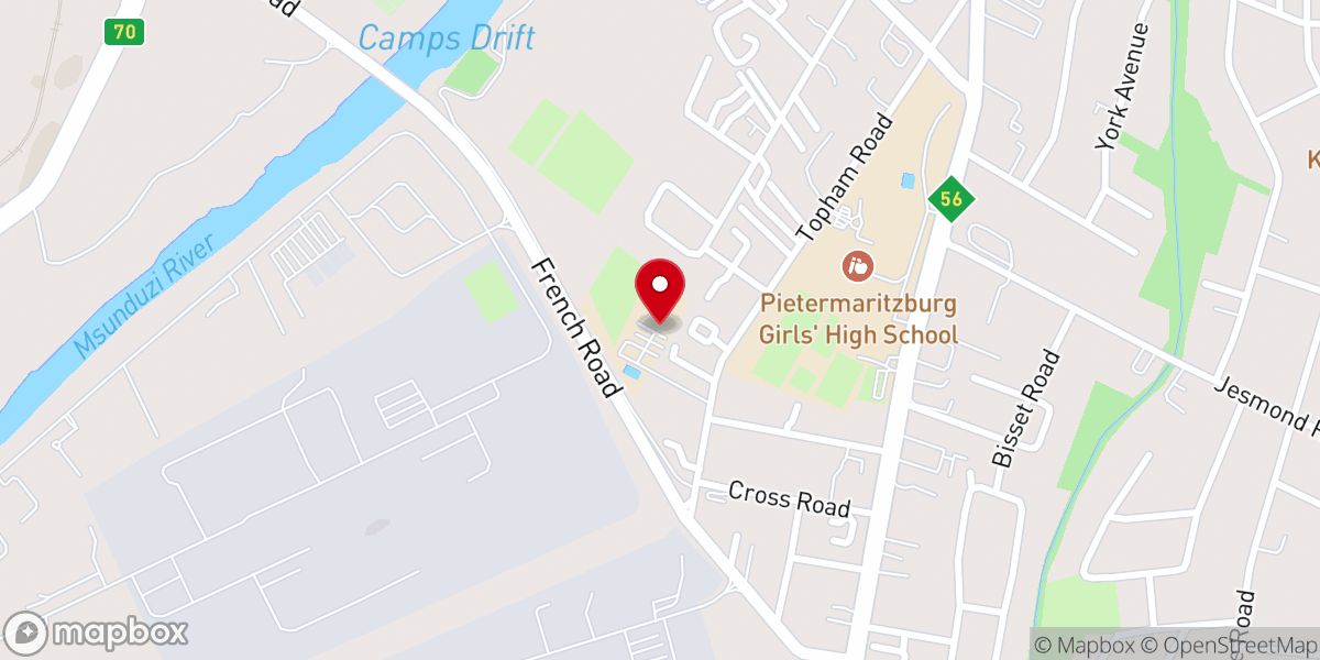 Map showing location of Maritzburg Christian Church