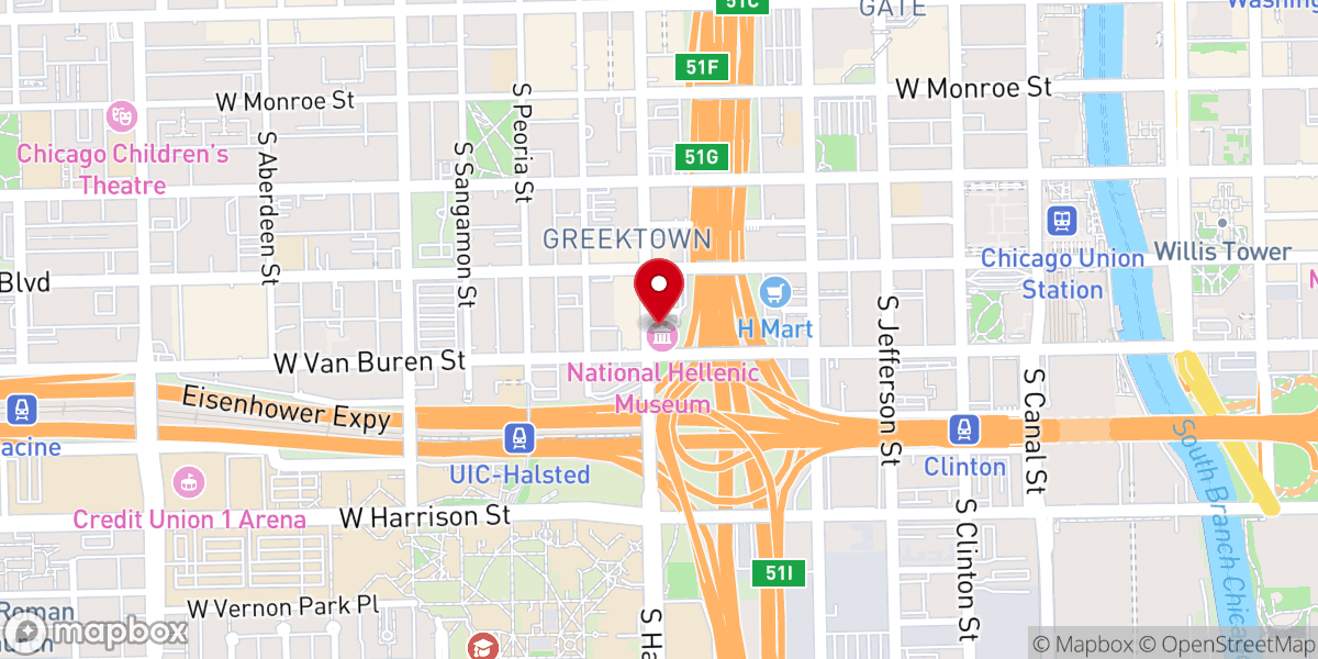 Map showing location of National Hellenic Museum